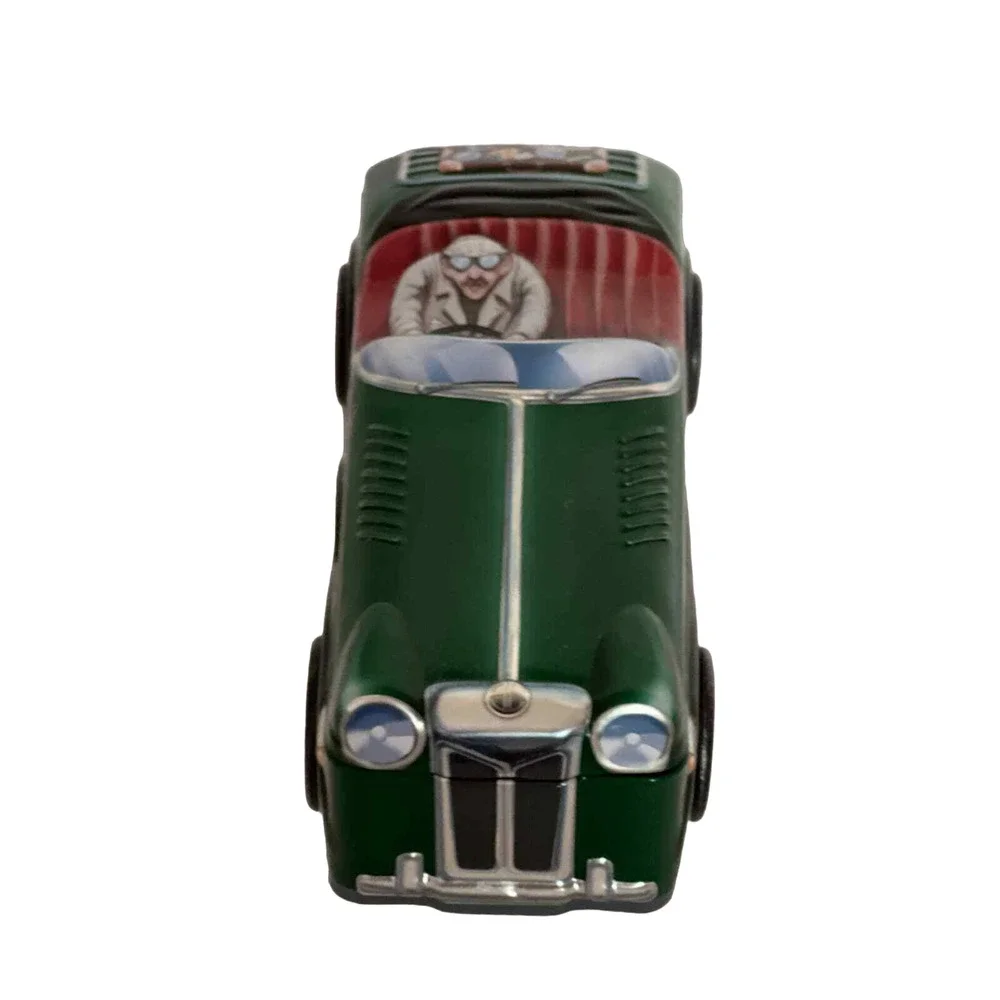 The Silver Crane Designs Vintage Style Automobile Tin Car w Spinning Tires 11